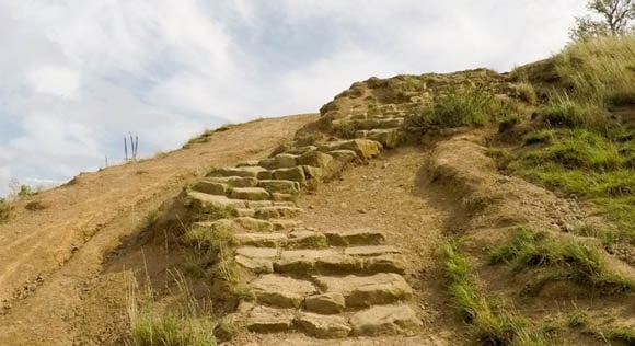 Steep steps up Rosberry Topping